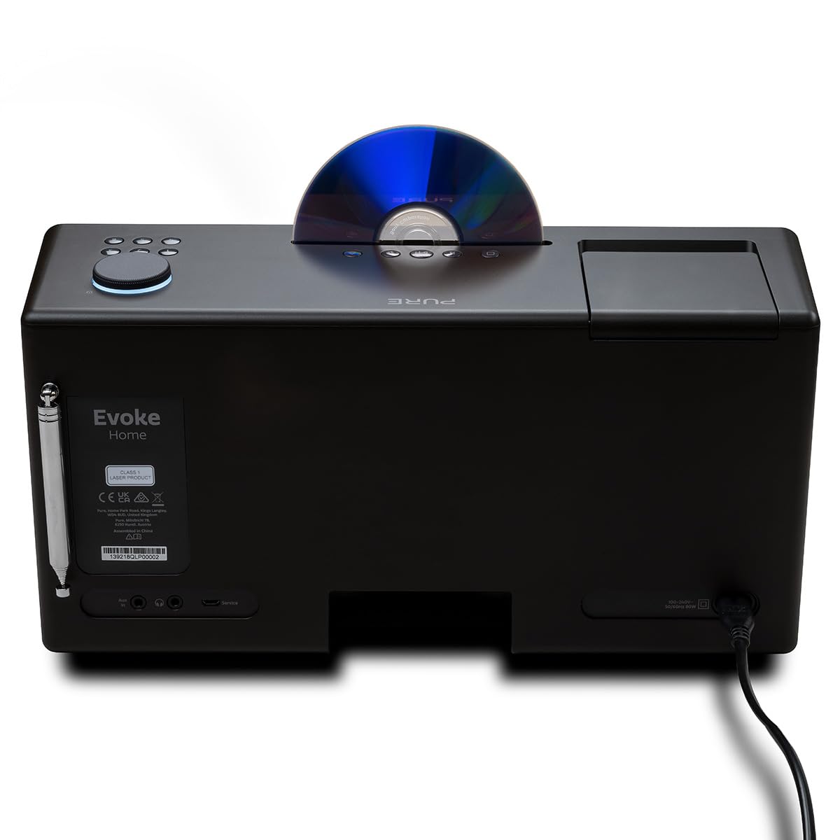 Sistema de música doméstica Pure Evoke Home Todo en uno con Radio Dab+ /FM, Radio por Internet, podcasts, Spotify Connect, Bluetooth, CD y una Potente Salida de Audio estéreo de 100 W, Negro café