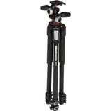 Manfrotto Trípode de Aluminio de 3 Secciones con Cabeza de 3 Vías, Kit de Accesorios de Fotografía Profesional, Trípode de Cámara con Cabezal