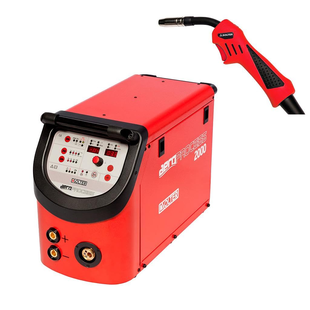 AEROPROCESS C 2000 KIT 0.8mm - Máquina de Soldar MIG Sinérgica Multiproceso, 200A, 230V, Incluye Antorcha MIG 3m SX-15, Compatible con Acero, Aluminio e Inoxidable