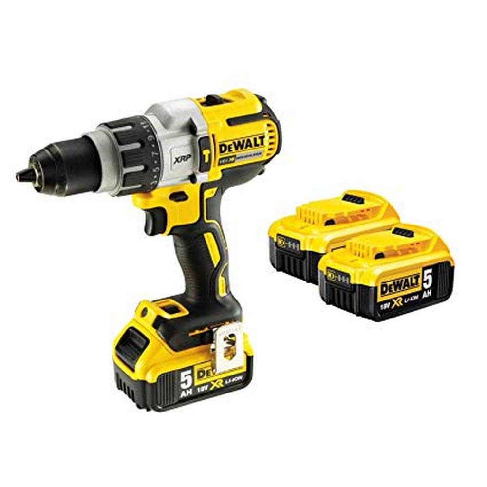 DEWATL Taladro Percutor sin Escobillas XR 18V XRP, 95Nm, 3 Velocidades, 3 Baterías 5Ah, Cargador, Maletín TSTAK, DCD996P3-QW
