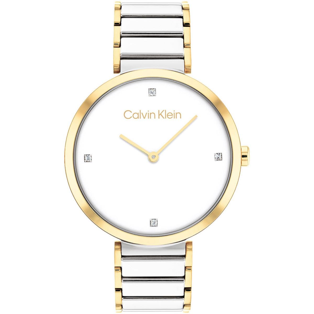 Calvin Klein Reloj Analógico de Cuarzo para Mujer Colección Minimalistic T Bar 28MM con Correa de Acero Inoxidable de Oro Rosa - 25200140