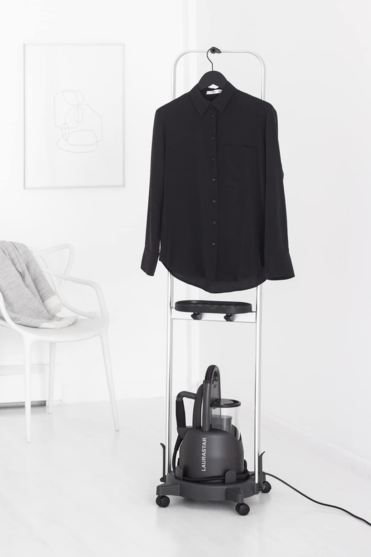 Laurastar Carrito de vapor, 40 x 10,5 x 105 cm, accesorio inteligente para vaporizar, estabilidad óptima, altura ajustable, ruedas integradas, plegable, apto para Laurastar Lift/Lift Plus/Lift