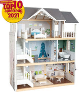 Small Foot Small Foot-11802 Casa de muñecas Villa de la Ciudad, Tres Pisos, Frente Abierto y Muchos Muebles, a Partir de 3 años. Toys (11802)