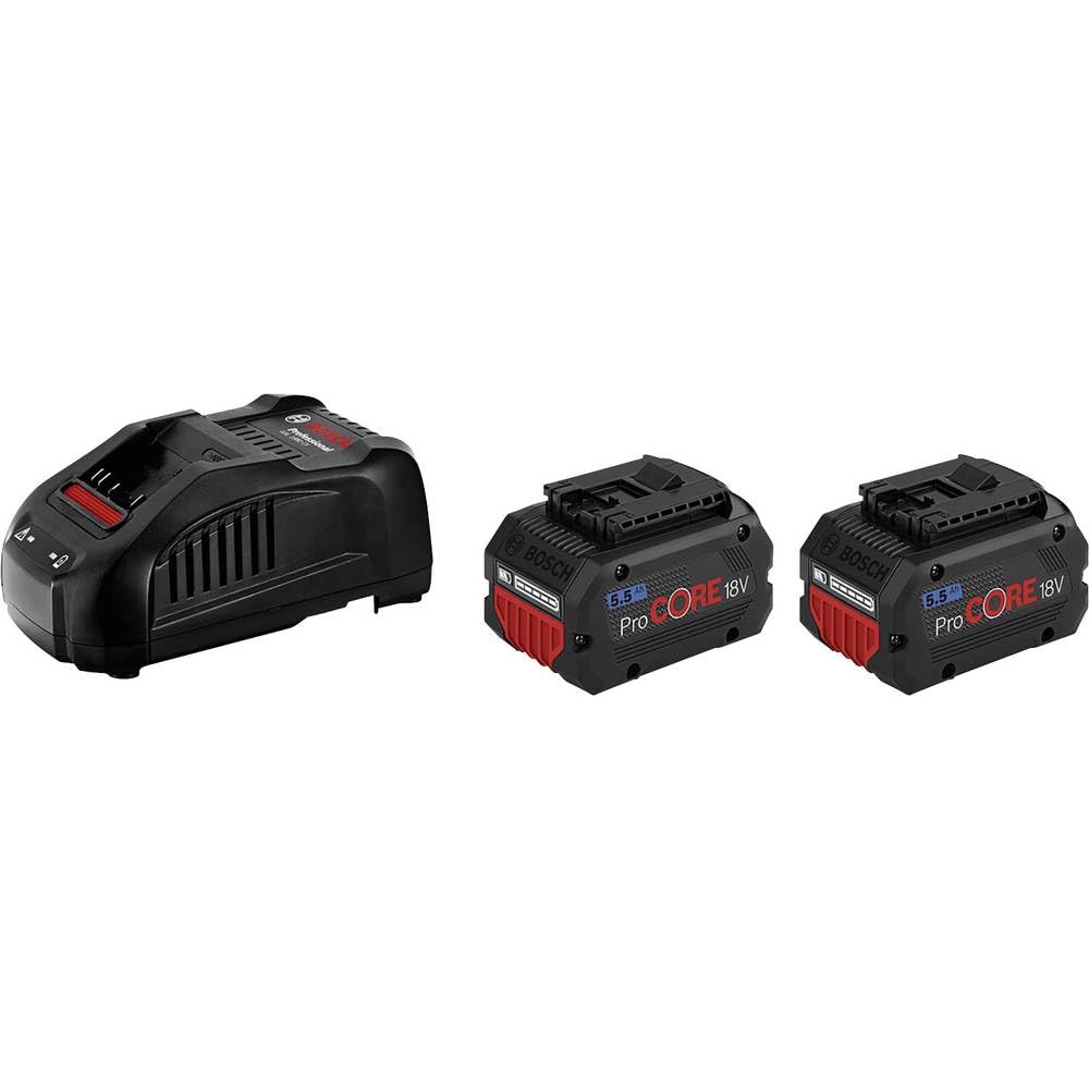 Bosch Professional 18V System ProCORE18V 5.5Ah - Set batería de litio + cargador (2 baterías x 5.5 Ah + cargador GAL 1880 CV)