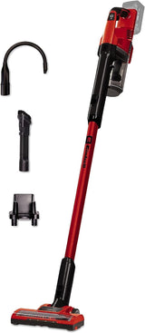 Einhell Aspirador de polvo de mango con batería, 18 V, aspirador de polvo con batería sin bolsa, recipiente colector de 0.6 L, tecnología de ciclón, sistema de filtro triple, Color Rojo/Negro