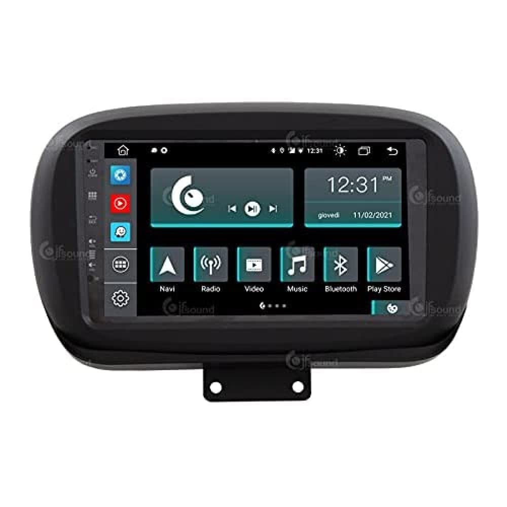 Jf Sound car audio system Autorradio de Ajuste Personalizado para Fiat 500X Android GPS Bluetooth WiFi Dab USB Pantalla táctil Full HD 9" procesador de 8 núcleos y comandos de Voz