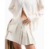 Armani Exchange Satin Button Down Blouse Camiseta, ISO, L Mujeres
