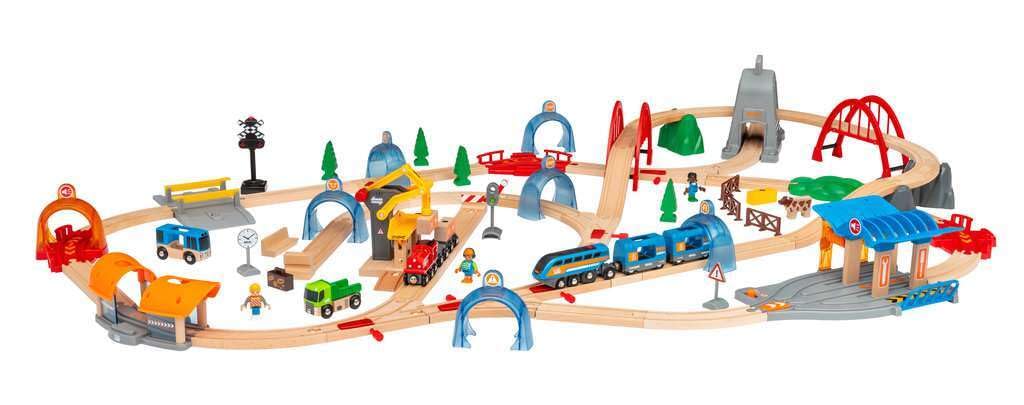 Brio World - Set Deluxe con Túnel de Acción, Smart Tech Sound, BRIO Ferrocarriles, Set de Construcción de Madera, Tren Juguete, Juguetes Niños 3 Años o más, Juegos Educativos 3 Años