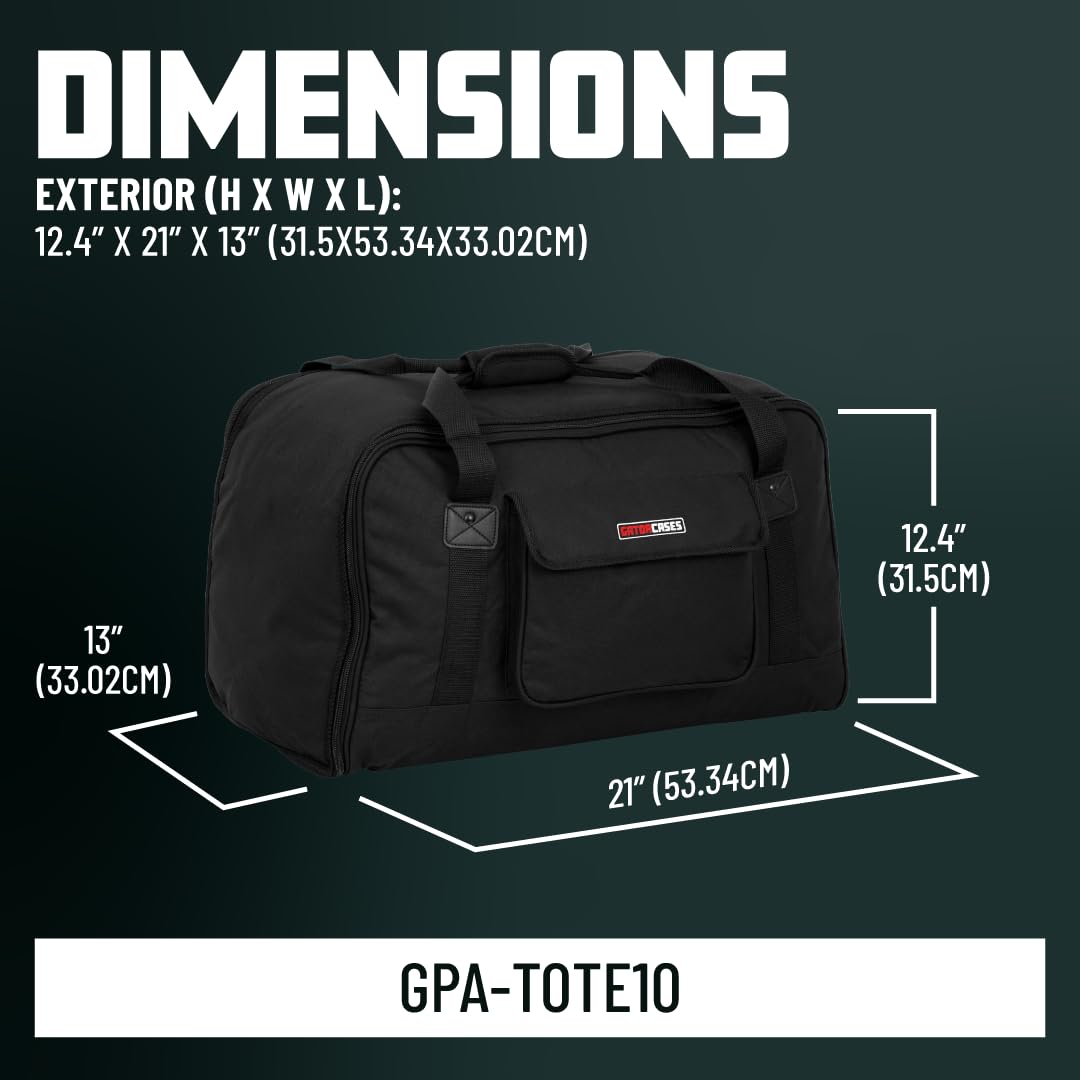 Gator Cases Bolsa de altavoz resistente para altavoces compactos de 10"; se adapta a QSC K10, Yamaha DXR10 y más (GPA-TOTE10)