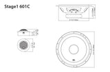 JBL Stage1 601C - Sistema de Altavoz Coche de componentes de 2 vías - Juego para auto de 200 vatios con altavoz de empotrar de 16 - 17 cm y tweeter de empotrar