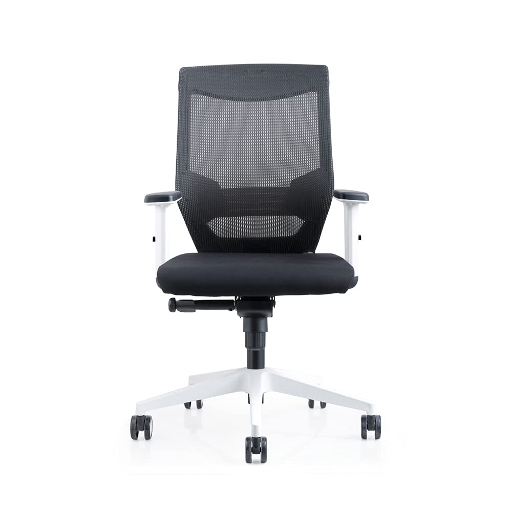 Rocada | Silla Oficina Ergonómica Regulación Lumbar | Silla con Ruedas, Reclinable y Cómoda | Tapizada con Malla y Tela Ignífuga | Color Negro