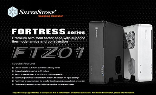 SilverStone SST-FTZ01S - Carcasa de Ordenador Fortress Mini-ITX para Juegos de Alto Rendimiento, Plata