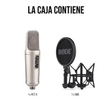 RØDE NT2-A Micrófono de condensador cardioide de gran diafragma versátil RØDE NT2-A con patrón polar conmutable, atenuador y filtro paso alto para grabación de voces e instrumentos