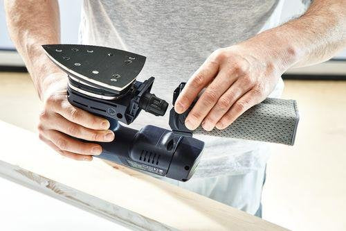 Festool Lijadora delta inalámbrica DTSC 400 3,0 I-Set (con baterías BP 18 Li 3,0, cargador rápido, adaptador de red (incluye cable de alimentación Plug IT), zapata, protector, bolsa de recogida de