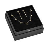 Emporio Armani Juego de collar y pendientes de acero inoxidable o latón para mujer, Conjunto de tono dorado claro