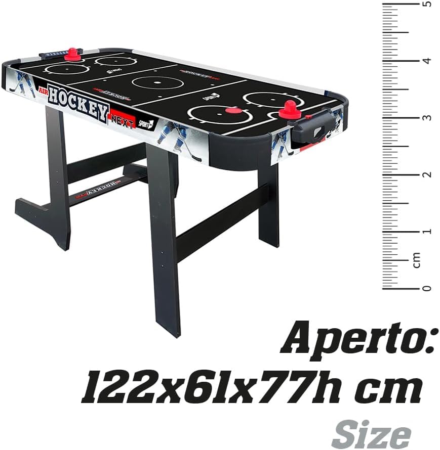 Sport1 Air Hockey Next Vertical. Mesa Plegable de Hockey. Air Mini con Ventilador de 12 V. Mesa de Hockey de Aire Que Ahorra Espacio. Medidas: 121 x 60 x 76 cm. Incluye 2 perillas y 2 Discos. con