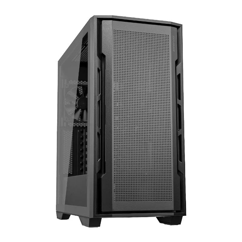 Caja Miditorre Negra, diseño Elegante, ventilación óptima, compatibilidad con múltiples Sistemas, Ideal para Gaming y Trabajos creativos.
