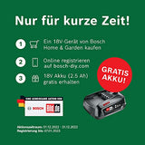 Bosch AdvancedMulti 18 - Multiherramienta a batería con maletín (1 batería 18V, cargador, plato lijador delta, set de hojas de lija, 2x hojas de sierra, empuñadura adicional, Sistema 18 V, 2,5 Ah)