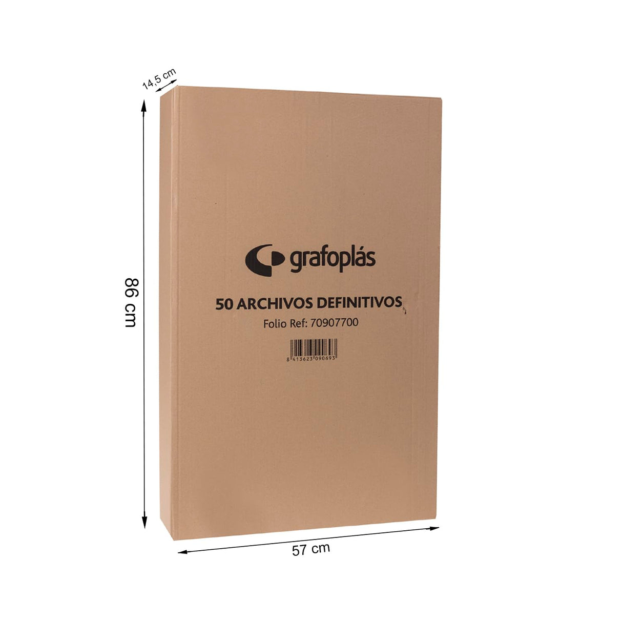 Grafoplás 70905700. Pack de 50 Cajas de Archivo Definitivo de Cartón, Tamaño Folio, 2 Frentes para Archivo Vertical y Apaisado, Certificados FSC, 36x25,3x10cm