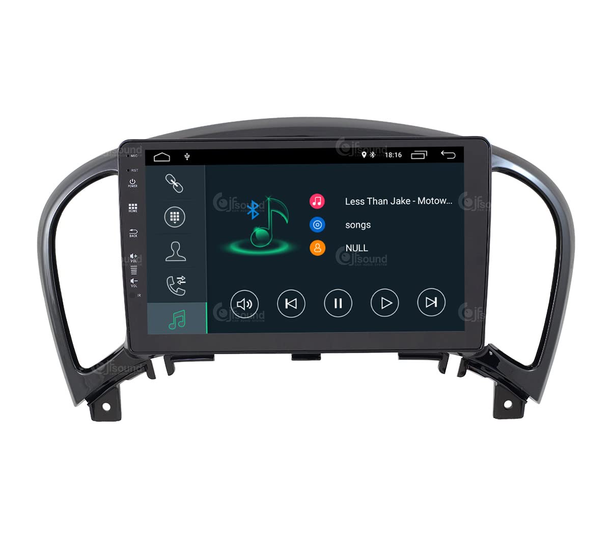 Jf Sound car audio system JF-037NJA-XDAB Autorradio de Ajuste Personalizado Compatible con Nissan Juke Android GPS Bluetooth WiFi Dab USB Pantalla táctil Full HD 9", Negro