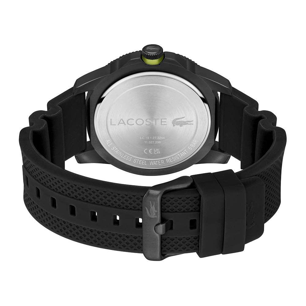 Lacoste Reloj Analógico de Cuarzo para Hombre Colección Regatta con Correa de Silicona Negra - 2011203