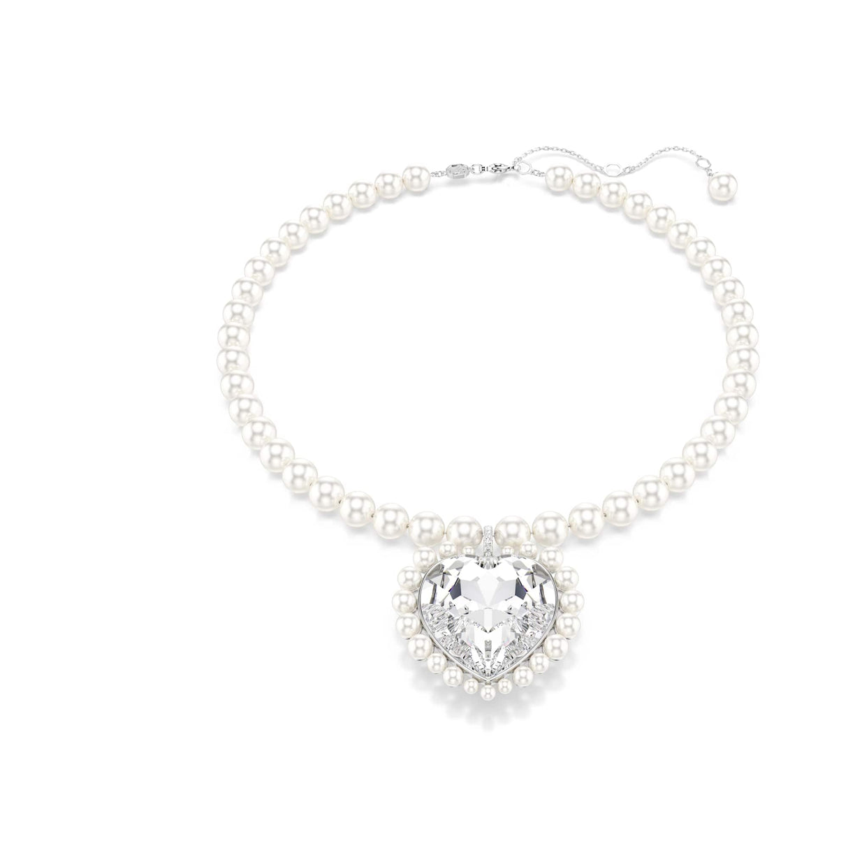 Swarovski Collar Ariana Grande x, Crystal Pearl, Talla de corazón, Corazón, Blanco, Baño de rodio