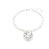 Swarovski Collar Ariana Grande x, Crystal Pearl, Talla de corazón, Corazón, Blanco, Baño de rodio