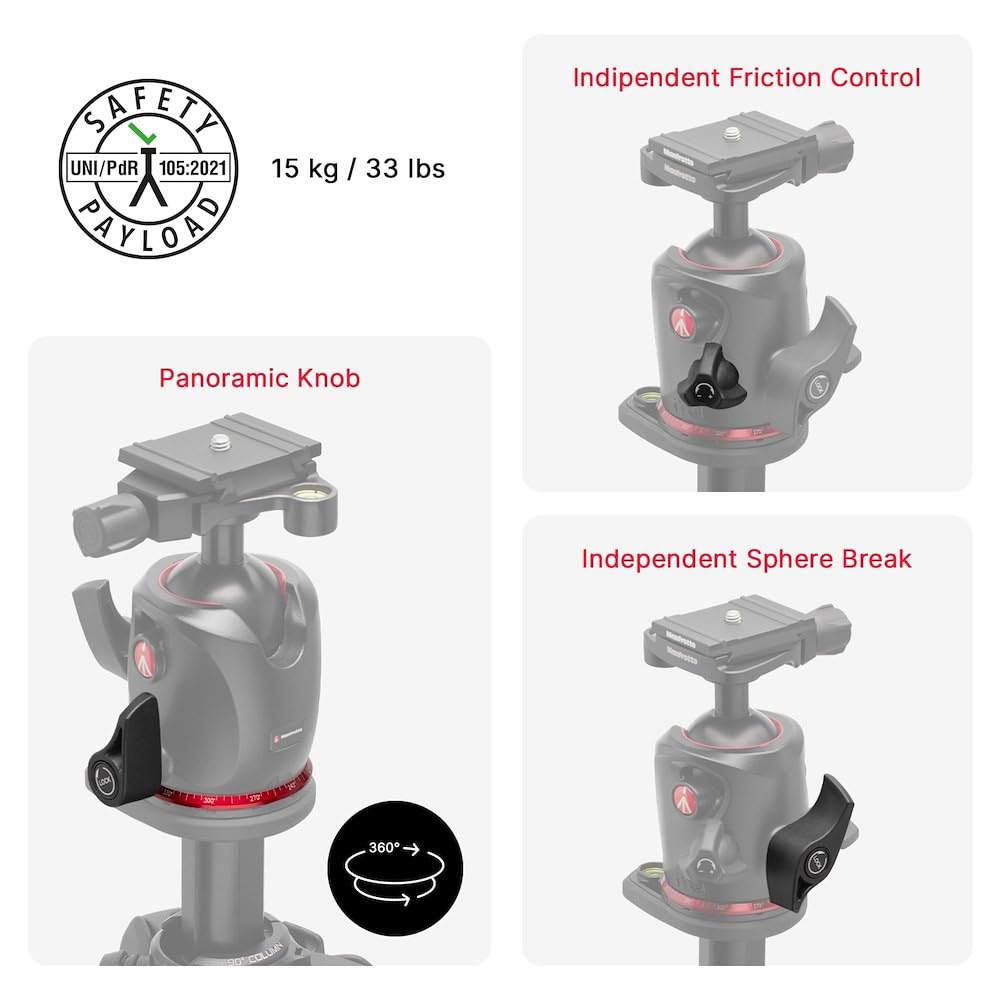 Manfrotto 055XPRO AS, Trípode para Cámara, Fibra de Carbono 4 Secciones, Kit con Rótula XPRO, Columna 90 Grados, Carga 15kg, Arca-Swiss, para DSLR/Sin Espejo, Trípode Fotográfico Profesional