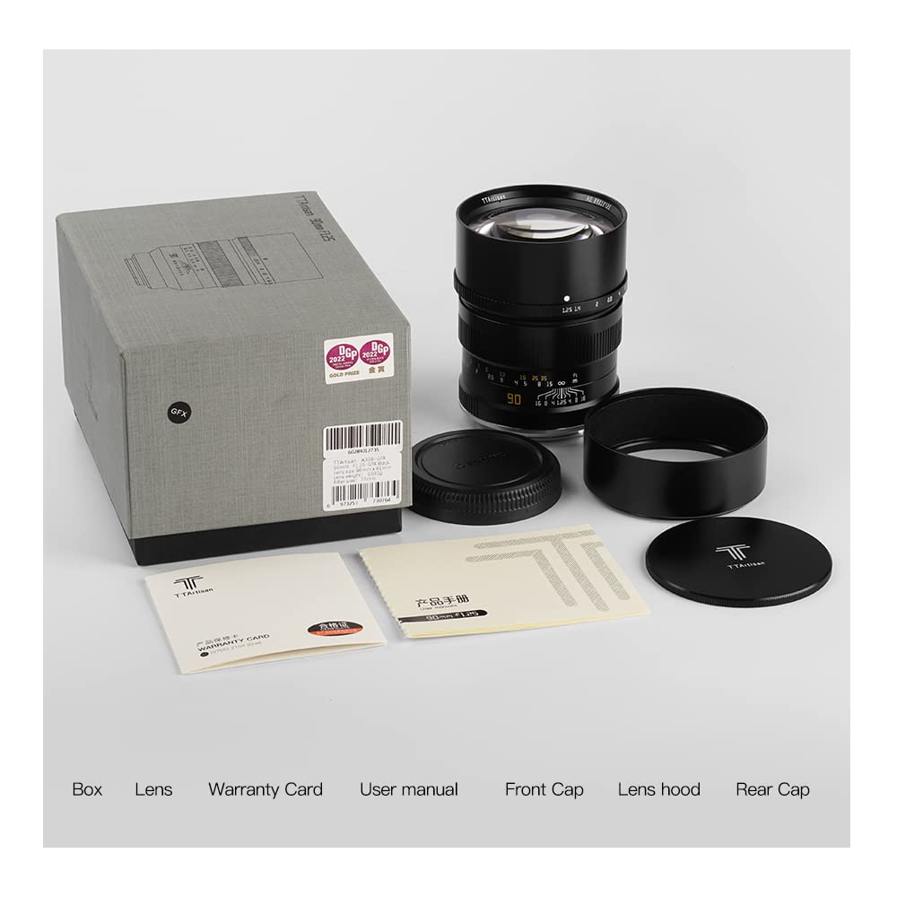 TTArtisan Lente con Cuerpo de Metal de 90 mm F/1.25 Compatible con Montura Canon R - Negro