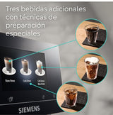SIEMENS - Cafetera superautomática, EQ700, iSelect Display, coffeeWorld, con preparación en frío y preparación lenta, espumador de leche, Home Connect, gris, TP715R01