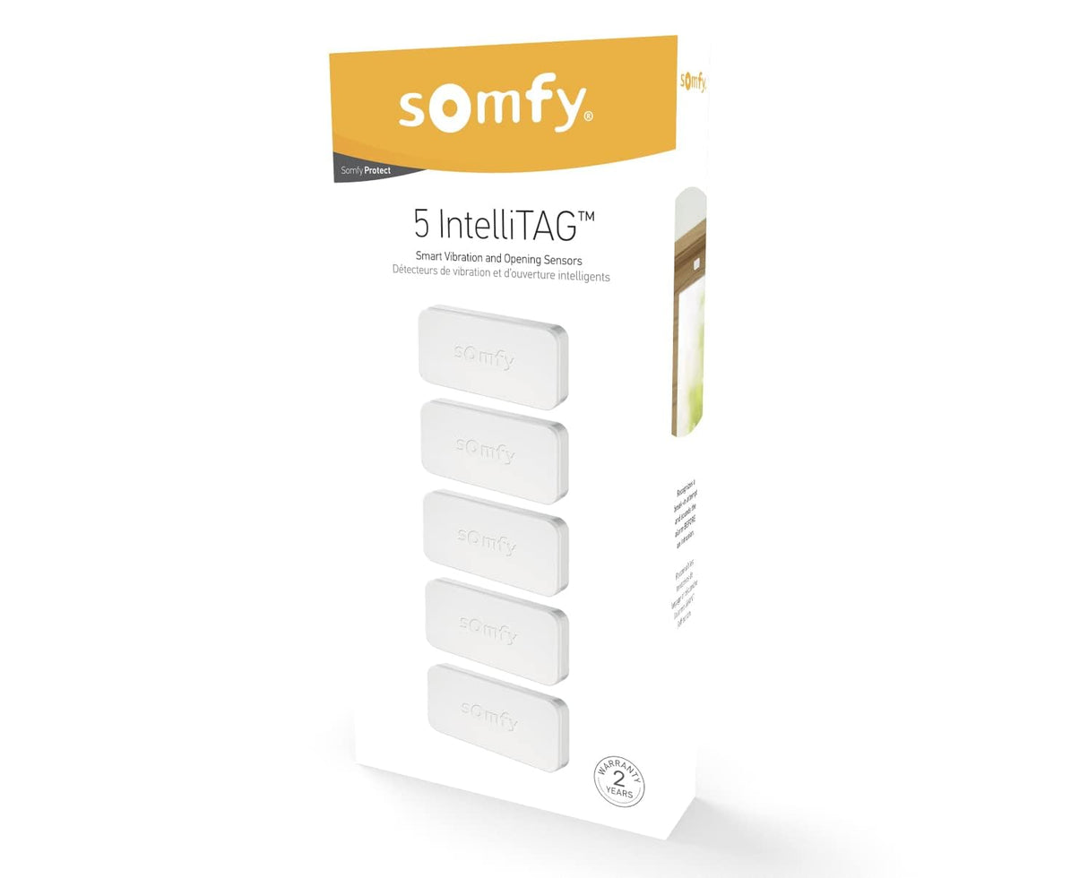 Somfy 2401488, IntelliTag pack 5 unidades, Sensor de puerta, Detector anti intrusiones, Compatible con sistemas de alarma Somfy protect