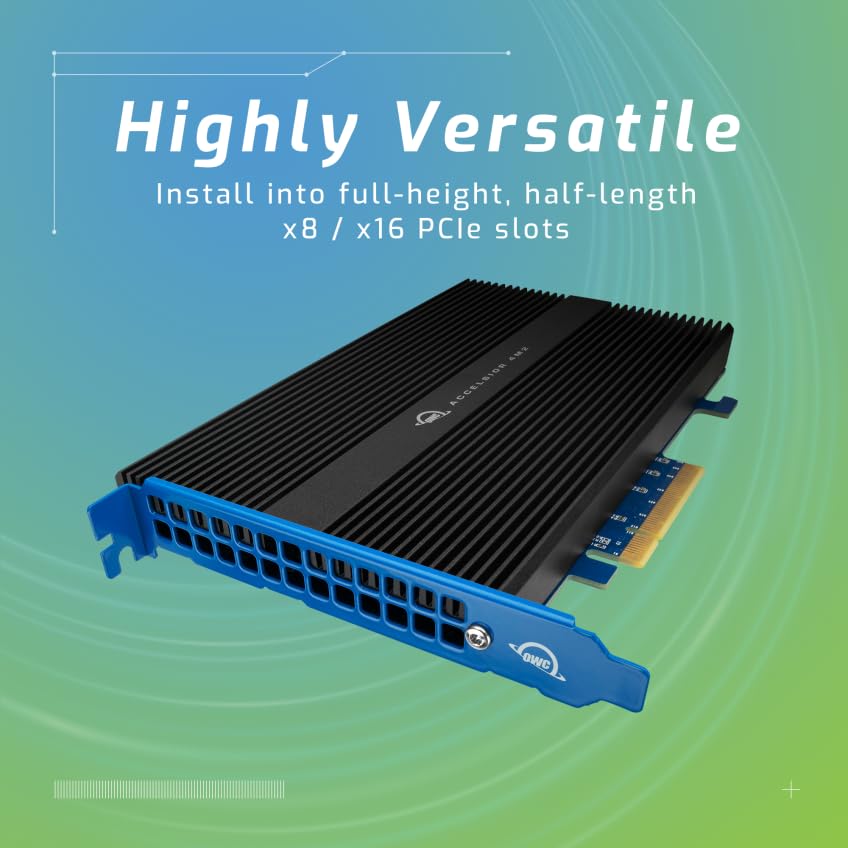 OWC Accelsior 4M2 (16.0TB) Solución de Almacenamiento PCIe NVMe M.2 de Cuatro Unidades SSD con SoftRAID XT para Mac Pro (Finales de 2019 - Actual), Mac Pro (2010-2012) y Torres de PC