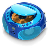 Lenco SCD-650 Reproductor de CD para niños - Radio CD - Karaoke - Sistema estéreo - Boombox - Reproductor de CD/MP3 y USB - Potencia 2 x 2 W RMS - Función Sing-A-Long - Micrófono - Azul