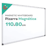 Pizarra Magnética Blanca, Pizarra Marco de Aluminio, Superficie Lisa Fácil de Borrar, Pizarra para Tomar Notas, Dibujar, Enseñar u Organizar, Herramienta para Oficina y Escuela - Ofituria (110x80)
