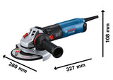 Bosch Professional GWS 17-150 S - Amoladora angular (1700 W, 9700 rpm, Ø 150 mm, vel. regulable, Antivibration, KickBack Control)