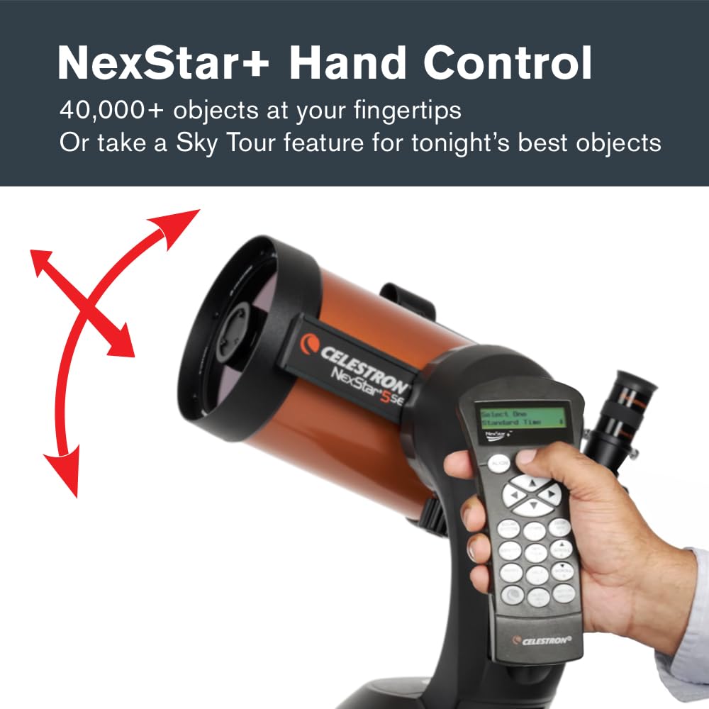 Celestron 11036 NexStar 5SE Computerised Schmidt-Cassegrain Telescope with Advanced GPS, Astroimaging and AutoAlign Features, Black/Orange