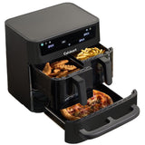 Cuisinart Tri Zone Freidora y Horno 13,6 L | Sin PFAS | 3 zonas, 2x4,3 L + 5 L | 9 funciones: aire, asar, grillar, hornear, recalentar, deshidratar, pizza, tostar, manual | Negro Ventana