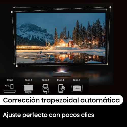 Hisense PL2 - Proyector Laser UHD 4K Smart TV de Tiro Corto, de 80 a 150 Pulgadas, 2400 lumenes, HDR10, Contraste Nativo 3000:1, Dolby Vision, Dolby Atmos, Smooth Motion, Mando Solar