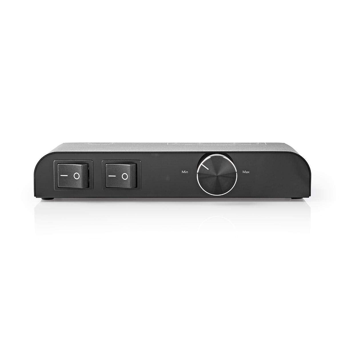Nedis caja de control de altavoces - Conmutación entre dos pares de altavoces o reproducción simultánea - Dos interruptores basculantes separados y un control de volumen - 4-16 ohmios, 60 W - Negro