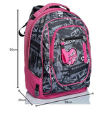 NEW TECH KEEP FLAG - Mochila Escolar 3 en 1 Desmontable + Carro, Trolley Rosa y Negro - Sistema Salva Tirantes