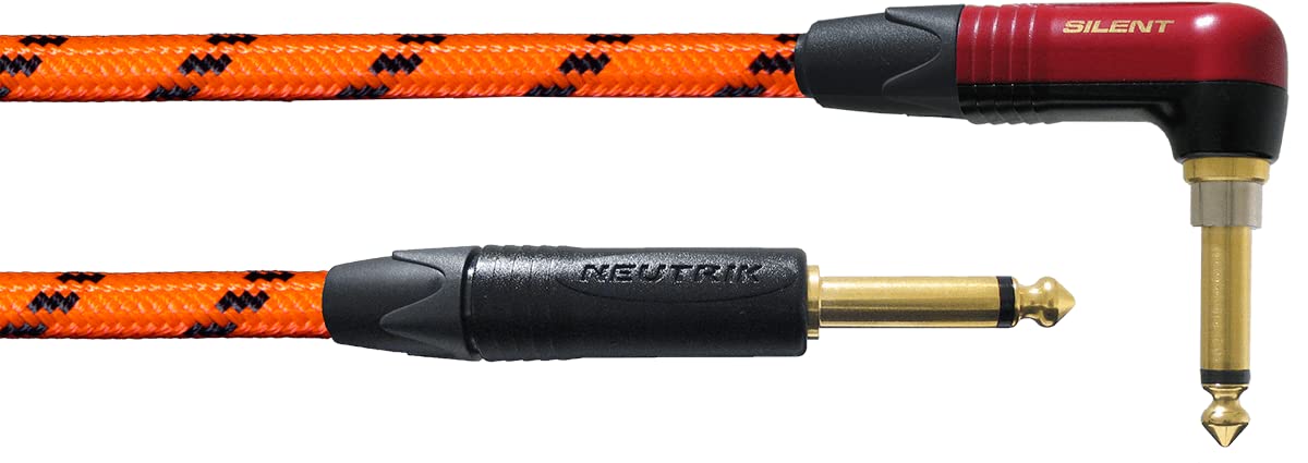 CORDIAL CABLES Cable de guitarra 3m naranja silencioso UV reactivo doblado