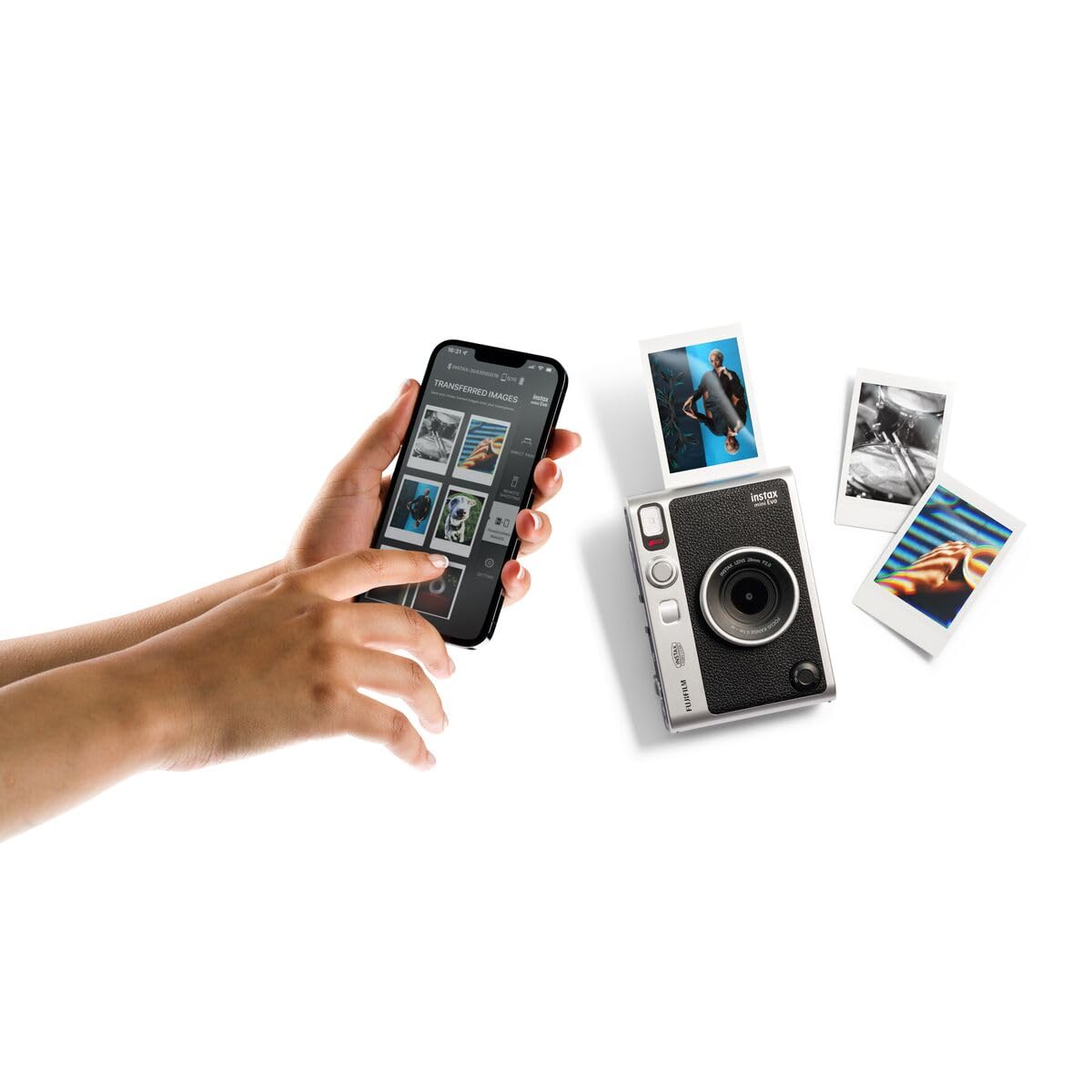 instax Mini EVO Black-C. Cámara e Impresora con Pantalla LCD de 2,7 Pulgadas, 10 Efectos de Lente y 10 Efectos de película