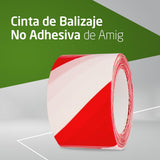 Amig - Pack de 15 Cintas de Balizamiento - Para Señalización y Advertencia de Peligro - Resistentes al Agua y Flexibles - Polietileno de Baja Densidad LDPE - 70mm x 500m - Cinta Rojo y Blanco