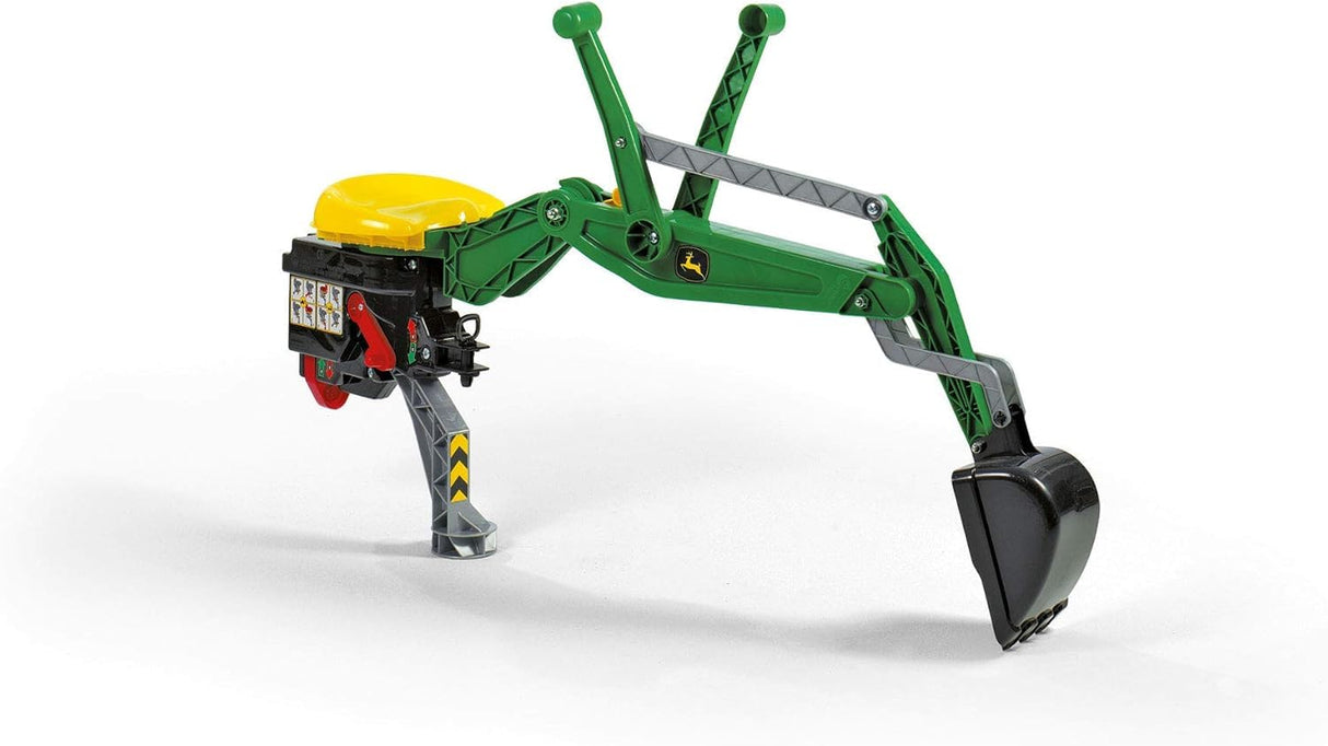 Rolly Toys RollyFarmtrac John Deere 710447 - Juego de 2 Piezas con vehículo a Pedales para niños a Partir de Tres años y Excavadora Trasera con función de Asiento