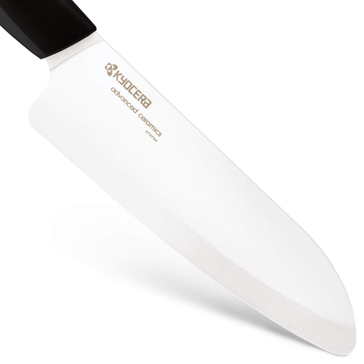 Kyocera Juego de 3 cuchillos, Cuchillo para pelar 7.5 cm, Cuchillo tomate 12.5 cm, Cuchillo Santoku 16 cm, hoja de cerámica de circonio afilada, afilada a mano, ligera, no corrosiva