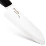Kyocera Juego de 3 cuchillos, Cuchillo para pelar 7.5 cm, Cuchillo tomate 12.5 cm, Cuchillo Santoku 16 cm, hoja de cerámica de circonio afilada, afilada a mano, ligera, no corrosiva