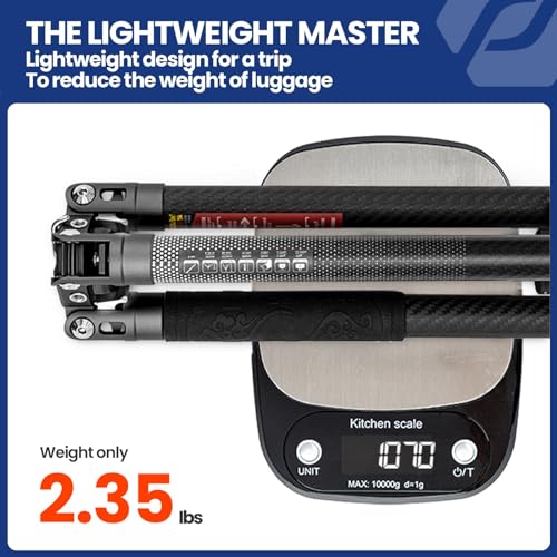 Fotopro Trípode de Fibra de Carbono 2.3lbs Ultraligero Trípode de Video de Viaje Portátil de 62 Pulgadas para Cámara DSLR Carga hasta 22lbs X-Aircross 3 Video