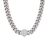 EMPORIO ARMANI Collar de cadena para hombre en acero inoxidable con cierre de langosta, Paloma gris