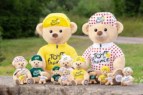 Gipsy Toys - Peluche Oso Camiseta y Gorra ganadora Paso Amarillo 60 cm - Peluche Oficial del Tour de Francia. Majestuosa, Deleitará a Pequeños y Grandes Fans.