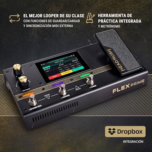 HeadRush Flex Prime - Pedal Multiefectos para Guitarra y Bajo y Procesador de Modelado de Amplis con Pantalla Táctil, Looper, WiFi, Bluetooth y USB